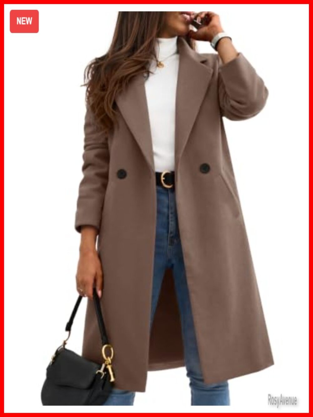 Zeagoo Women's Winter Peacoat Notch Lapel Single-Breasted Mid-Long Wool Coat